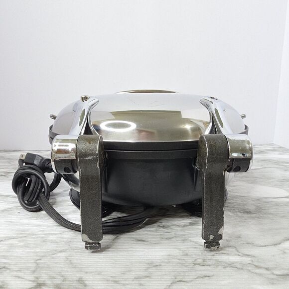 All-Clad 6071 Waffle Maker Round Stainless Steel Tested Works Pre-owned - Picture 7 of 10